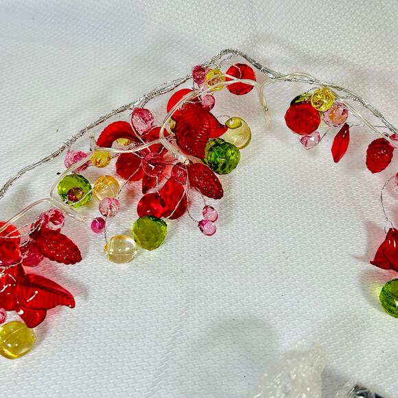 Vintage String lights Faceted Grapes Berries and Leaves Fruit Christmas holiday - Picture 5 of 8